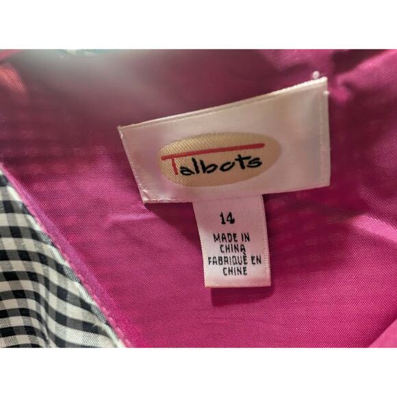 Talbots Silk Sleeveless Dress Womens 14 Knee Length Black White - Picture 2 of 6